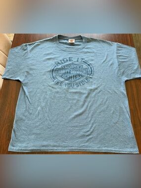 Harley Davidson Mens Blue Heather Jims St Petersburg FL Motorcycle Tee Shirt XL